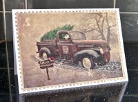 46 Chevy Hot Rod Pick-up Truck Stamp Effect Christmas Card by LDA. XM20