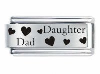 Superlink Dad & Daughter Hearts ETCHED Italian Charm