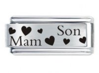 Superlink Mam & Son Hearts ETCHED Italian Charm
