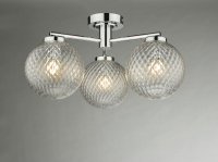 Wayne 3 Light Semi Flush Polished Chrome Glass IP44