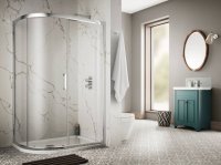 Sommer 8 Single Door Offset Quadrant Shower Enclosure 900 x 760mm - Chrome