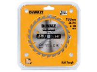 DeWalt Cordless Construction Trim Saw Blade 136 x 10mm x 24T