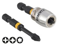 DeWalt Impact Torsion Bits PZ2 x 50mm (x2) and Magnetic Screwlock Sleeve