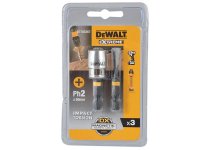 DeWalt Impact Torsion Bits PH2 x 50mm (x2) and Magnetic Screwlock Sleeve