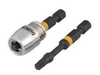 DeWalt Impact Torsion Bits TX25 x 50mm (x2) and Magnetic Screwlock Sleeve