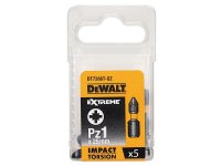 DeWalt Extreme Impact Torsion Bits PZ1 x 25mm (Pack 5)