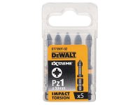 DeWalt Extreme Impact Torsion Bits PZ1 x 50mm (Pack 5)