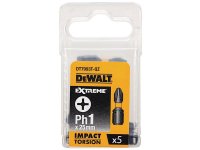 DeWalt Impact Torsion Bits PH1 x 25mm (Pack 5)