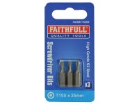 Faithfull Security S2 Grade Steel Screwdriver Bits T15S x 25mm (Pack 3)