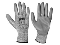 Scan Grey PU Coated Cut 3 Gloves - Various Sizes