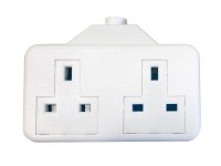 SMJ White Trailing Extension Socket 13A 2-Gang