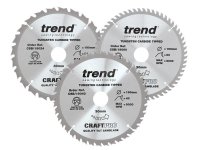 Trend CraftPro Saw Blade 190 x 30mm x 24T/40T/60T (Pack 3)
