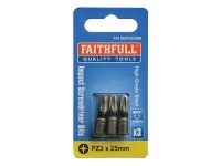 Faithfull Pozi Impact Screwdriver Bits PZ3 x 25mm (Pack 3)