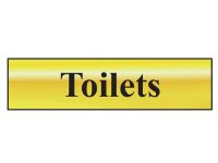 Scan Polished Brass Effect Sign 200 x 50mm - Toilets
