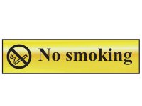 Scan Polished Brass Effect Sign 200 x 50mm - No Smoking