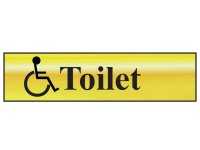 Scan Polished Brass Effect Sign 200 x 50mm - Disabled Toilet