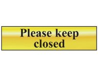 Scan Polished Brass Effect Sign 200 x 50mm - Please Keep Closed