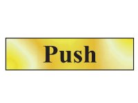 Scan Polished Brass Effect Sign 200 x 50mm - Push