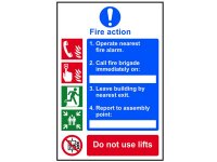 Scan PVC Sign 200 x 300mm - Fire Action Procedure Style 1