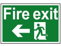 Scan PVC Sign 300 x 200mm - Fire Exit Running Man Arrow Left