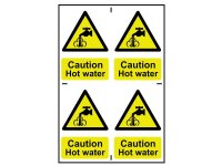 Scan PVC Signs 100 x 100mm (Pack of 4) - Caution Hot Water