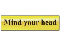 Scan Polished Brass Effect Sign 200 x 50mm - Mind Your Head