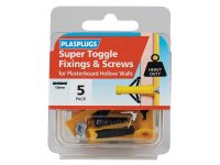 Plasplugs Super Toggle Fixings & Screws (Pack of 5)