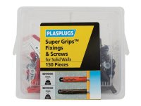 Plasplugs Super Grips? Fixings & Screws Kit for Solid Walls 150 Piece