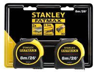 Stanley Tools FatMax Classic Tape Twin Pack 8m/26ft (Width 32mm)