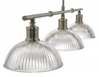 Dar Dara 3 Light Bar Pendant Antique Brass & Glass