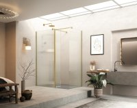 Roman Haven Select 1200mm Fluted Wetroom Panel (8mm) - Brushed Brass