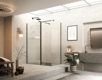 Roman Haven Select 900mm Fluted Wetroom Panel (8mm) - Matt Black