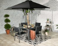 Sorrento Padded 4 Seater Dining Set Including Parasol