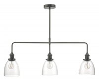 Dar Arvin 3 Light Bar Pendant Antique Chrome & Glass