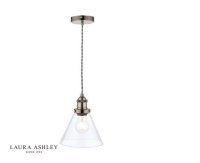 Laura Ashley Isaac Pendant Satin Nickel Glass