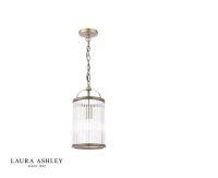 Laura Ashley Sutton Pendant Matt Antique Brass and Ribbed Glass