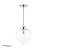 Laura Ashley Whitham Pendant Polished Nickel and Ribbed Glass
