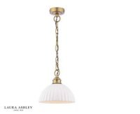 Laura Ashley Durford Pendant Matt Antique Brass and White Ceramic