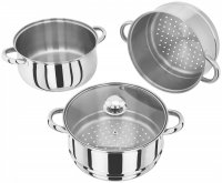 Judge Essentials 3 Tier Glass Lid Steamer Set 24cm