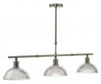 Dar Dara 3 Light Bar Pendant Antique Brass & Glass