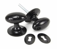 Black Oval Mortice/Rim Knob Set