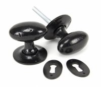 Black Oval Mortice/Rim Knob Set