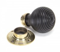 Ebony & Aged Brass Beehive Mortice/Rim Knob Set