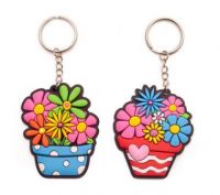 Set of 10 - Flower Pot Rubber Key Ring - Party Bag Filler