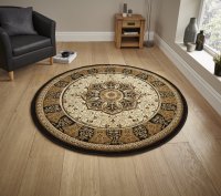 Think Rugs Heritage 4400 Black/Cream Circle - 150cm Dia.