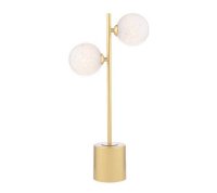 Dar Spiral 2 Light Table Lamp Matt Gold with White Confetti Glass