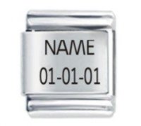 Large 13mm Custom Made ETCHED Italian Charm - Any Name and date