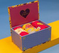Powder UK Ladies Floral Mustard Sock Box - Set of 3 - Gift Set