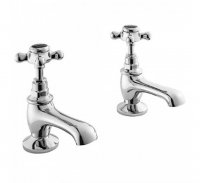 Bayswater Black & Chrome Crosshead Basin Taps with Hex Collar