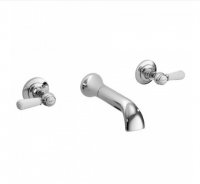 Bayswater White & Chrome Lever 3TH Wall Bath Filler with Hex Collar